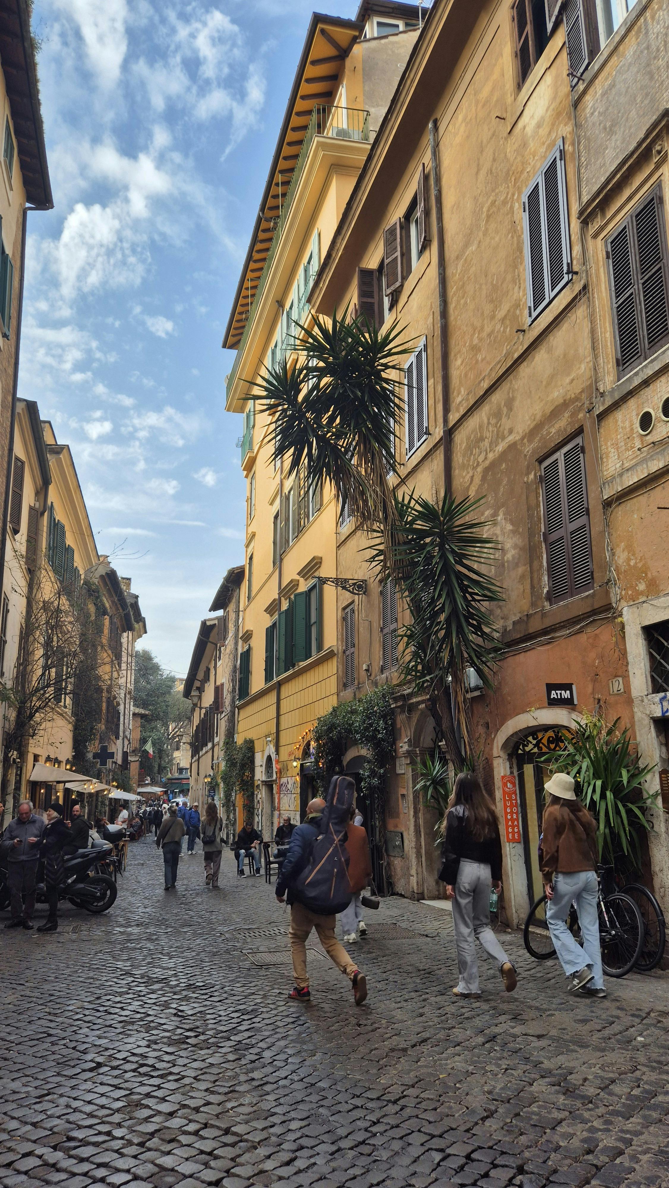 Cobbled streets of Trastevere at dusk